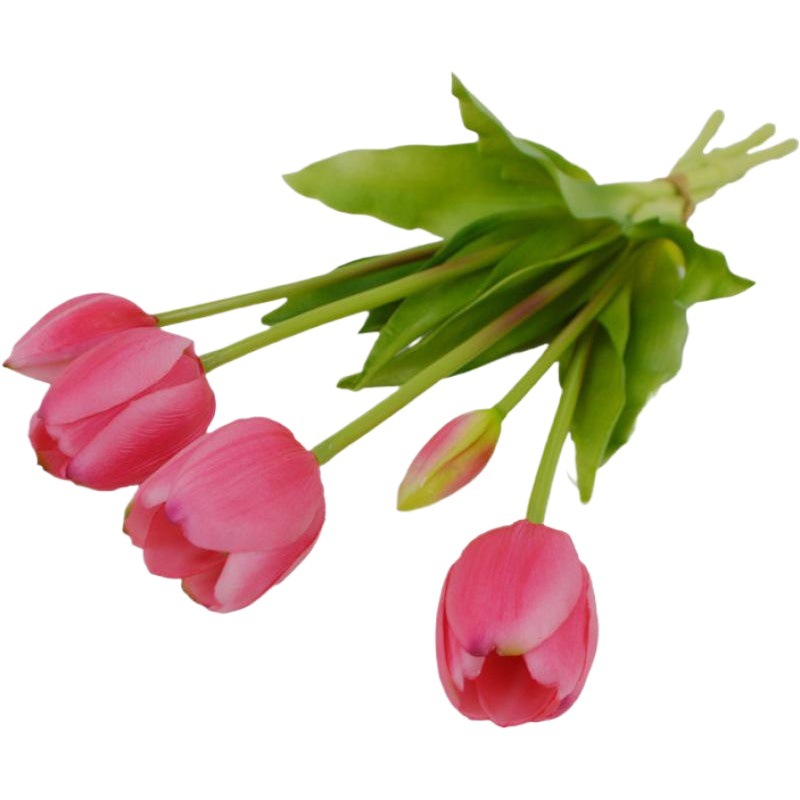 Simulación de goma suave ramo de tulipanes PE látex silicona tulipanes flor artificial sensación hidratante 5 tulipanes
