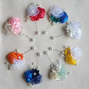 Cross-Border Wrist Flower Silks and Satins Bud Bead Chain Brooch Groom Bride Sisters Groomsmen Group Pearl Cocktail Event Party