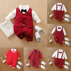 Baby cross-border wholesale gentleman's dress spring and autumn long-sleeved infant onesie foreign trade long crawling suit baby clothes