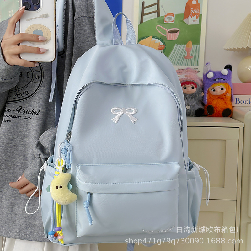 Japanese-Style Ins Simple Solid Color Small Backpack, High-Value Lightweight School Bag for Middle and High School Students, Versatile Double-Shoulder Backpack