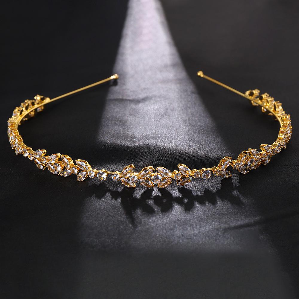 Europa y los Estados Unidos venta caliente hojas zircon bandas para el cabello de lujo temperamento de novia tocado de alta calidad accesorios banda para la cabeza