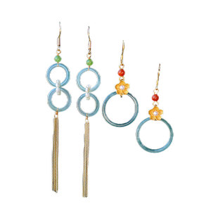 Amazon AliExpress A Jade Earrings Ring Earrings Natural Ice Blue Water Tassel 925 Sterling Silver Earrings