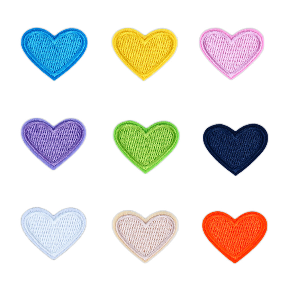 厂家现货心形系列彩色爱心刺绣布贴服装箱包装饰补丁贴