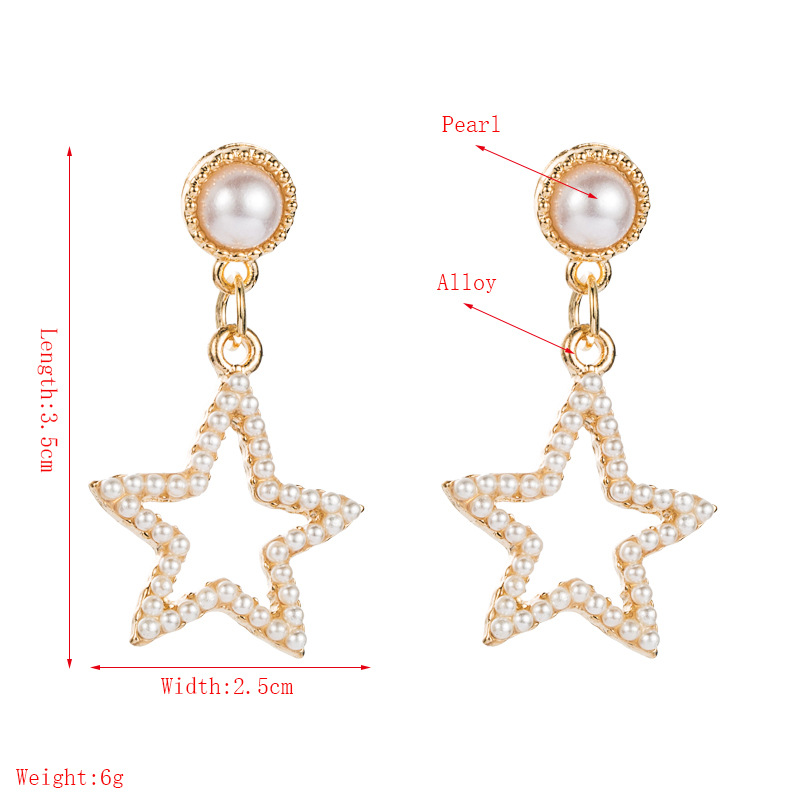 Pearl Fashion Hollow Five-pointed Star Earrings display picture 1