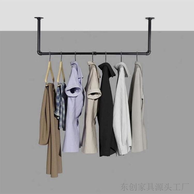 服装店展示架上墙壁挂衣架女装店侧挂上墙工业水管挂衣杆