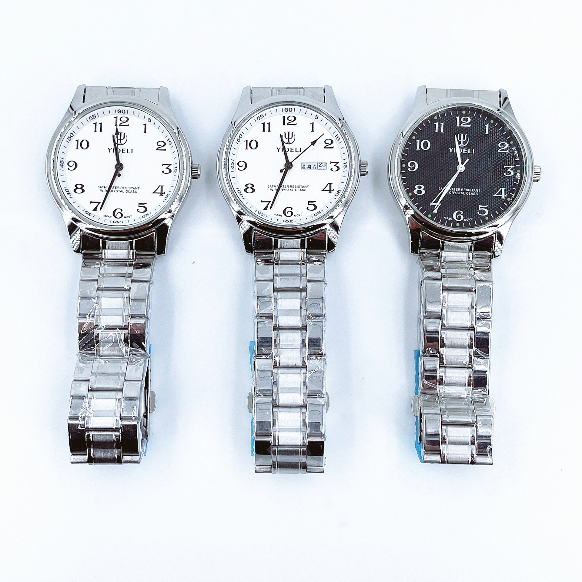 老人礼品清晰大表盘全钢防水石英表男表中老年手表大开面表