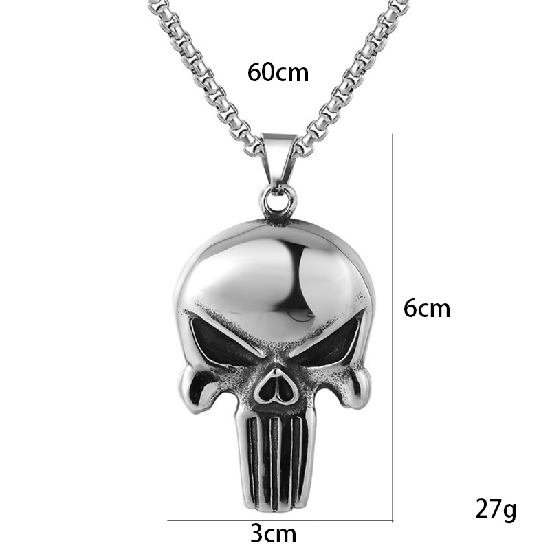 Comercio exterior joyería al por mayor de Europa y América retro punk cráneos hombres de acero de titanio colgante de acero inoxidable collar