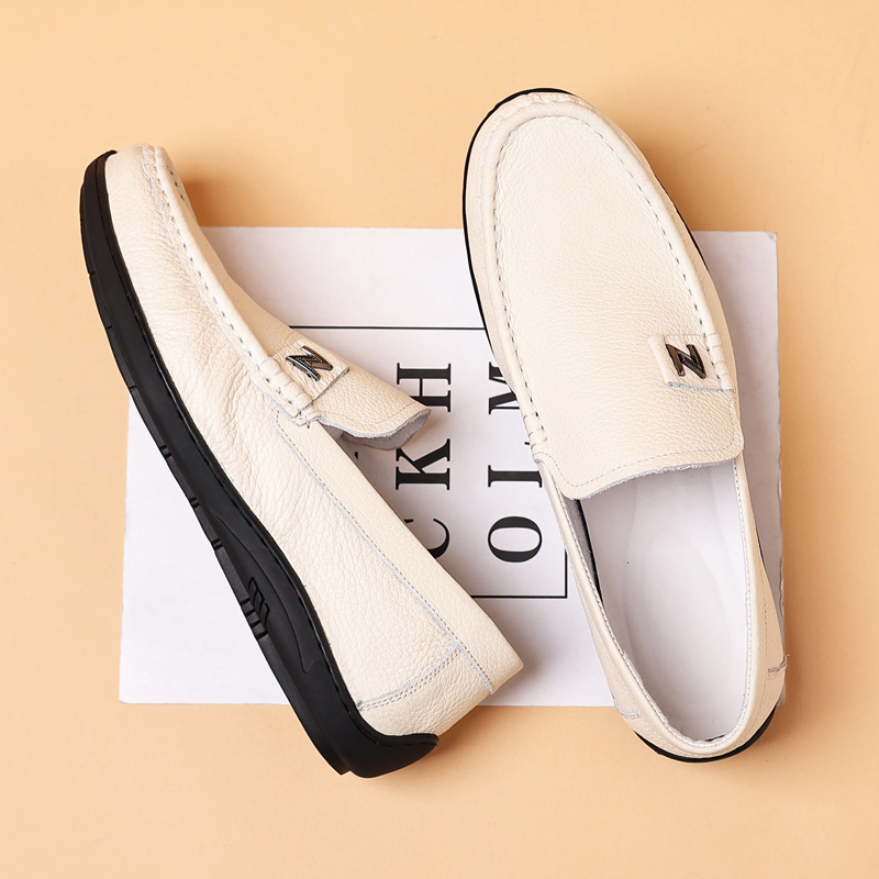 La primera capa de piel de vaca de los nuevos hombres de cuero de los hombres casuales mocasines slip-on papá zapatos de cuero zapatos de los hombres suaves