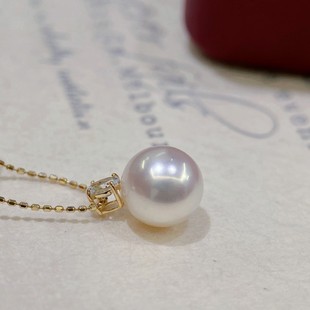18K Gold Accessories Natural Oval Aquamarine Pendant with Beads 9-10 Aquamarine 20 Points Without Chain Without Beads