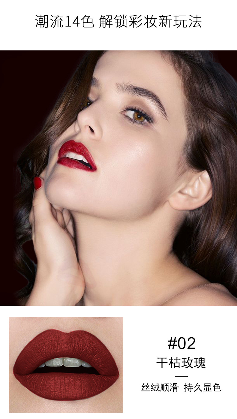 VIBELY export European and American matte non-stick cup cigarette tube lipstick, single small thin tube mini cigarette lipstick, pink undefined