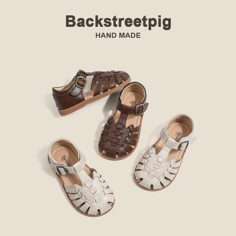Детские сандалии, летняя пляжная обувь для маленьких и средних девочек, кожаные детские сандалии на заказ размером 22-31, взрывы интернет-знаменитостей