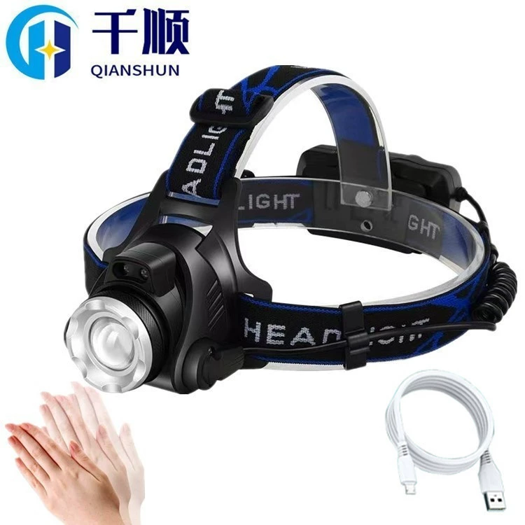 Сильный свет T6 Индукционная фара с затемнением зума дальнего действия Мини супер яркий желтый ночная рыбалка Шахтерская лампа Водонепроницаемая перезаряжаемая