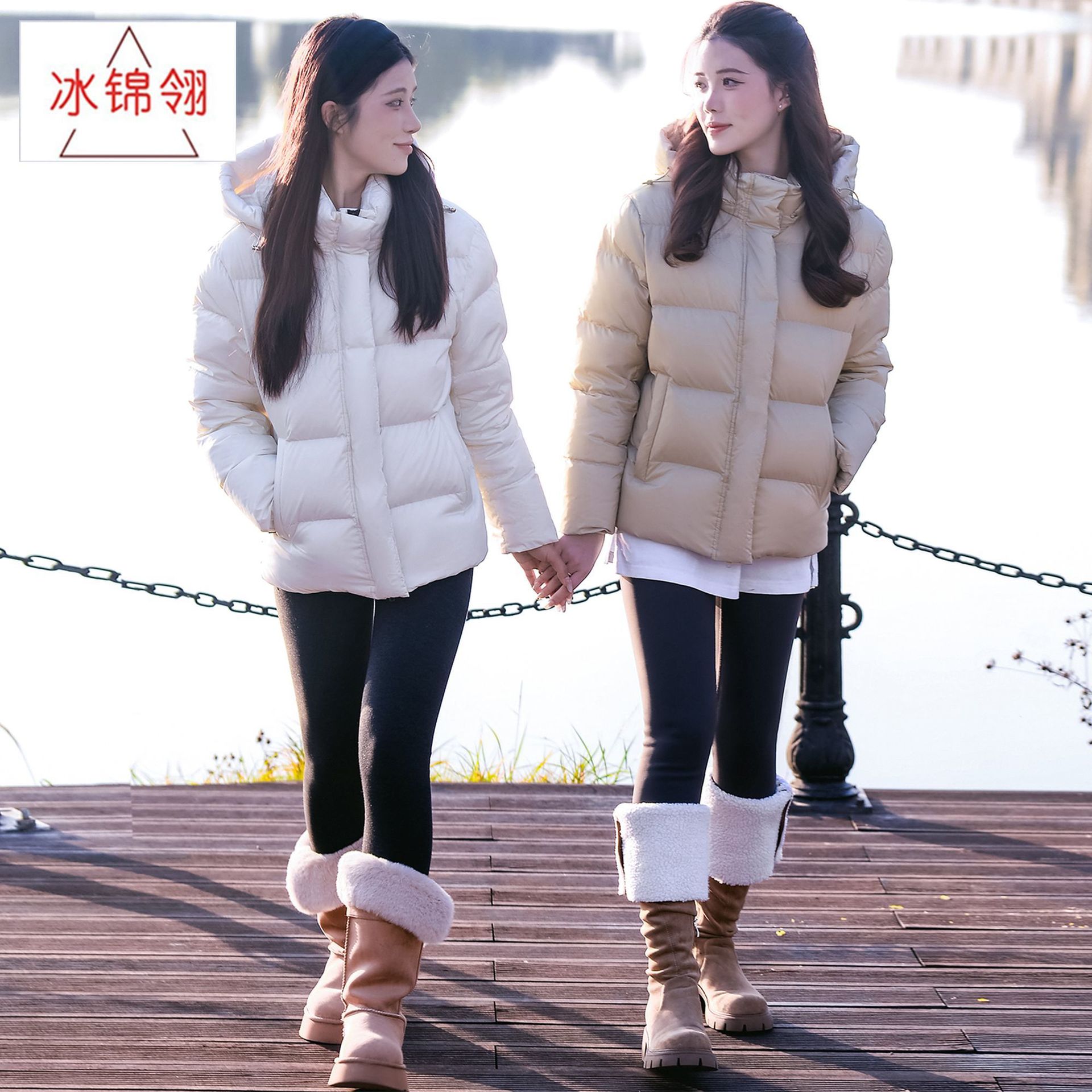 Velvet windproof short down jacket for students