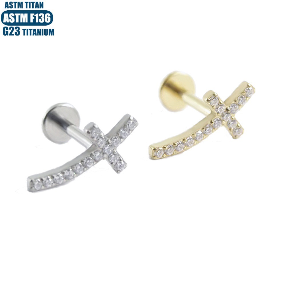 Pointed labret stud close-up product detail