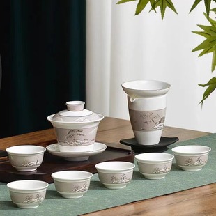Tangshan Red Rose Ceramic Tea Set New Release: Pure Hand-Painted Kung Fu Bone China Gift Gaiwan Set, Tangshan Bone China