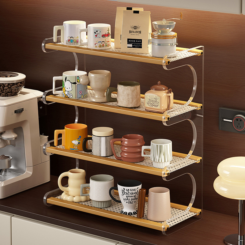 Desktop Storage Rack Home Office Multi-Layer Small Display Organizer Kitchen Cup Coffee Cup Holder Storage Rack