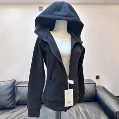 黑色修身外套女款秋季2025新款连帽卫衣初秋穿搭收腰瑜伽服上衣
