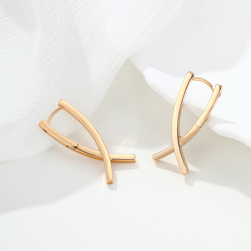 Aretes de Hebilla Cruzados de Aleación, Estilo Retro, para Mujer image 3