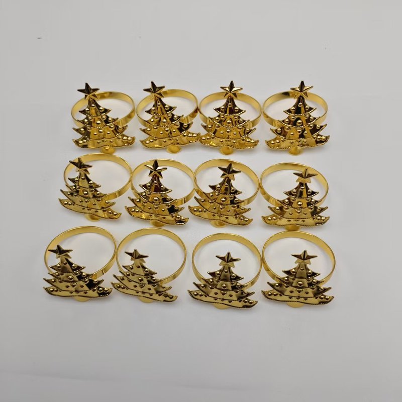 強度工場クリスマスナプキンリングシンプルクリエイティブクリスマスツリーナプキンバックル布リング卸売|undefined