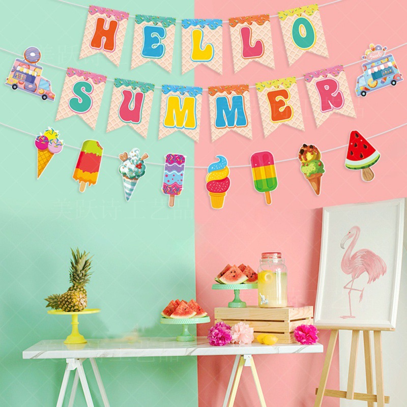 Decoración de fiesta de verano al por mayor bandera de la bandera de la bandera de la bandera de la bandera de la bandera de la bandera de la bandera de la decoración de la pared de la flor de la decoración de la fiesta de verano suministros de fiesta de verano