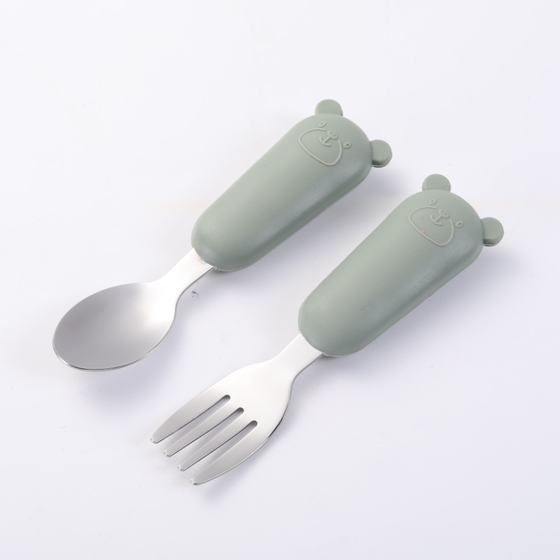 올리브 그린 (곰 실리콘 스테인리스 포크 + 스푼)