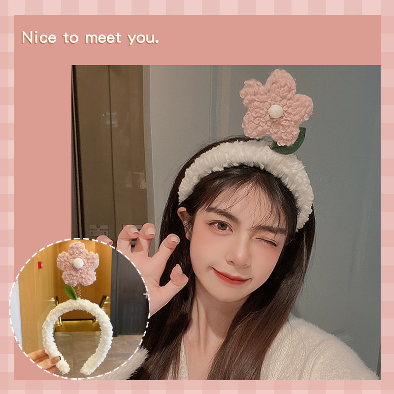 Cartoon facial lavado especial para mujeres 2024 nuevo cabello de peluche maquillaje prensado cabello lindos pinzas de cabello correa tocado