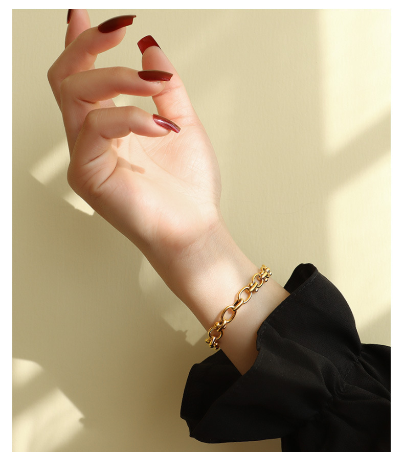 10g Weight PVD Coated Real Gold Plated 18K Gold Geometric 304 Stainless Steel Fashion Waterproof Non Tarnish 304 Stainless Steel Bracelets
