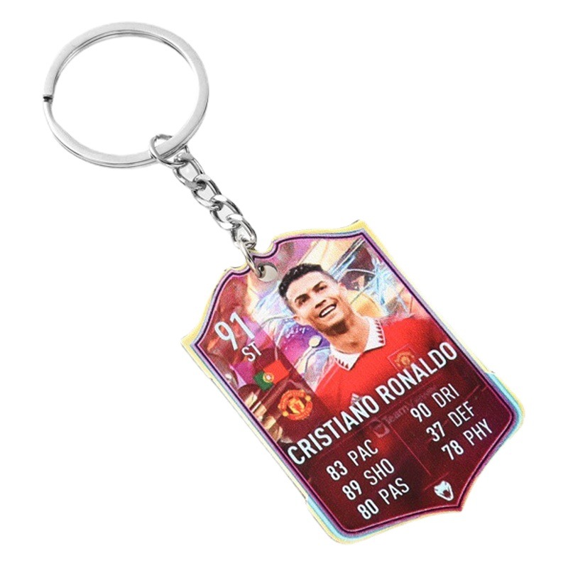 Football Scoring Card Keychain Ronaldo Portugal Card Neymar National Team World Cup Acrylic Pendant for Men