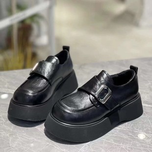 Black British Style Thick-Soled Small Leather Shoes for Women 2025 New Spring & Fall Matchinging Skirts Mary Jane Loafers
