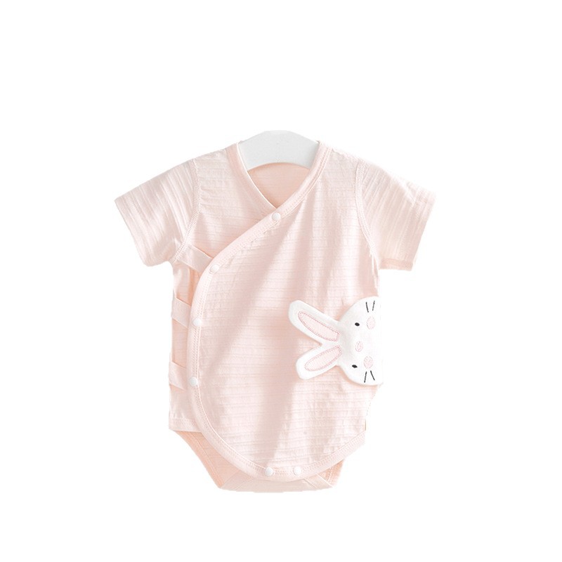 Mono de verano para bebé Pijamas de manga corta de algodón recién nacido para hombres y mujeres Triángulo fino 0 mamelones 3 meses bolso de bebé