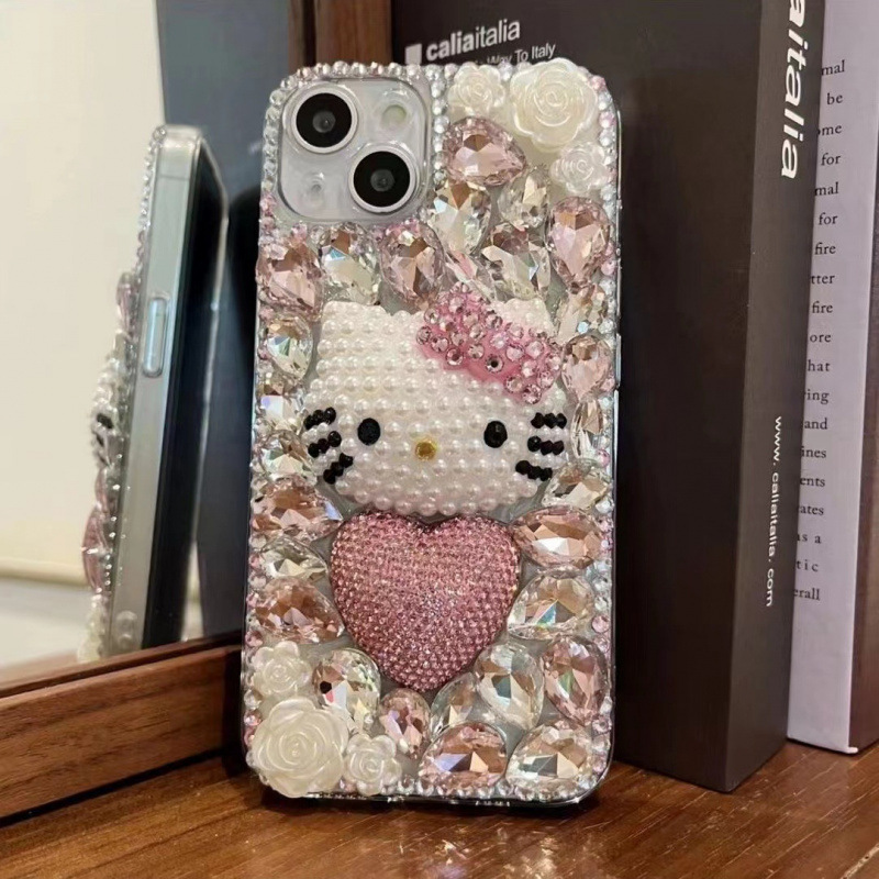 Love Hello Kitty for Apple 16PROMAX phone case luxury rhinestone Apple 16 cartoon Apple 15/14P