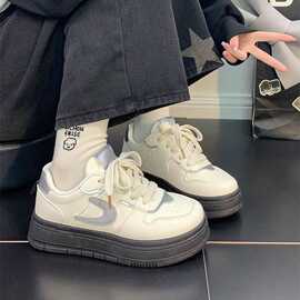 小众百搭德训鞋厚底小白鞋女休闲轻便透气板鞋2025新款增高运动鞋