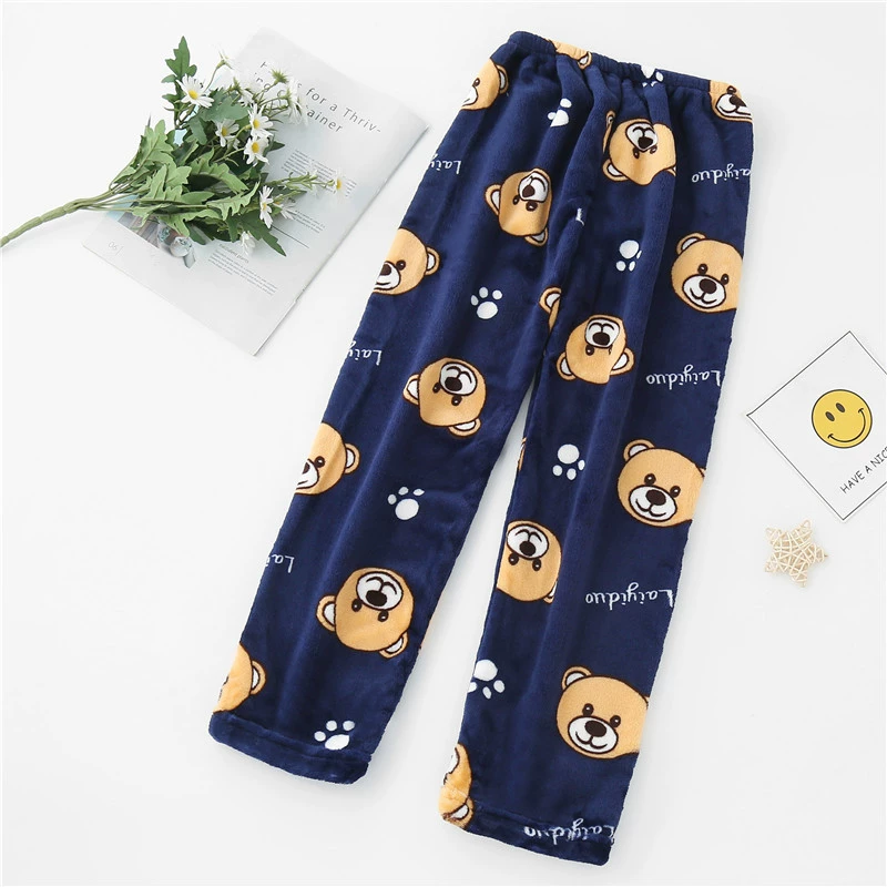 Детские фланелевые пижамные штаны, осенне-зимние пижамные штаны на флисовой подкладке для мальчиков, теплые утолщенные штаны для сна для маленьких девочек