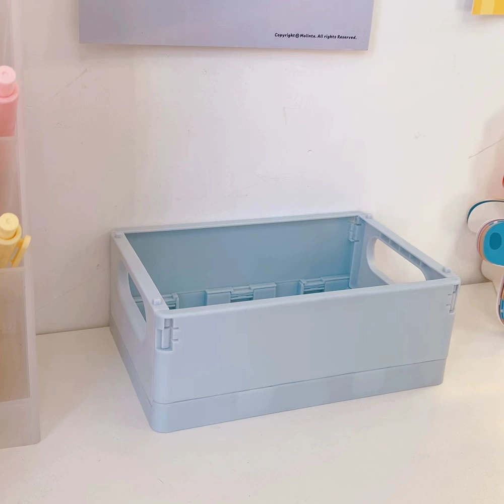 Foldable plastic storage box, table organizer 25.4×16.6×2.1 cm, lightweight multipurpose