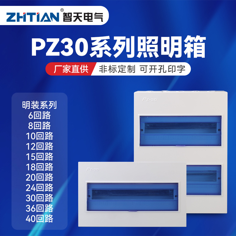 明装大型PZ30系列照明箱 户内强电箱 家用控制回路盒 开关配电箱