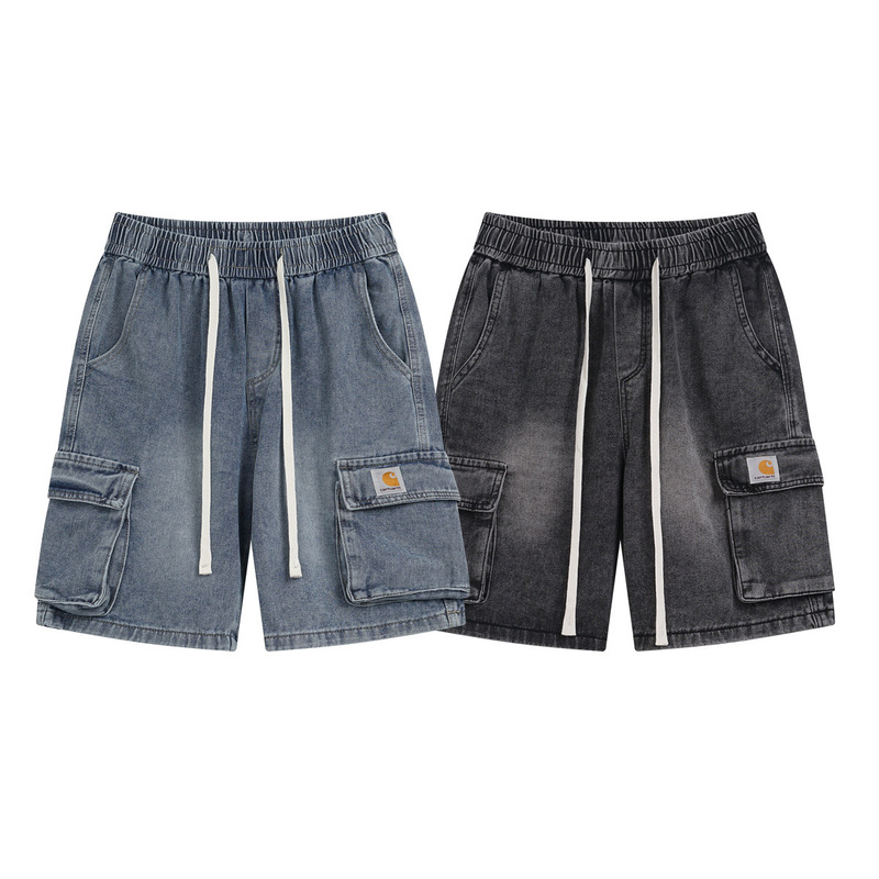 Cross-Border Carhartt New Trendy Brand Men's Loose Casual Pocket Badge Work Denim Shorts