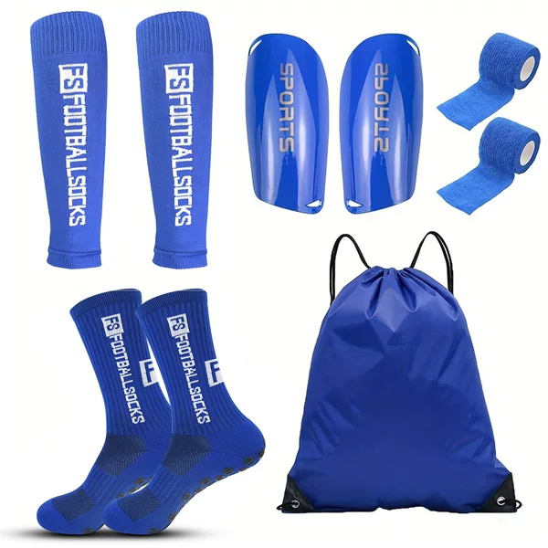 5-Piece Football Set: Non-Slip Socks + Leg Warmers + Shin Guards + Backpack + Bandage, Cross-Border Xiyin Hot Sale