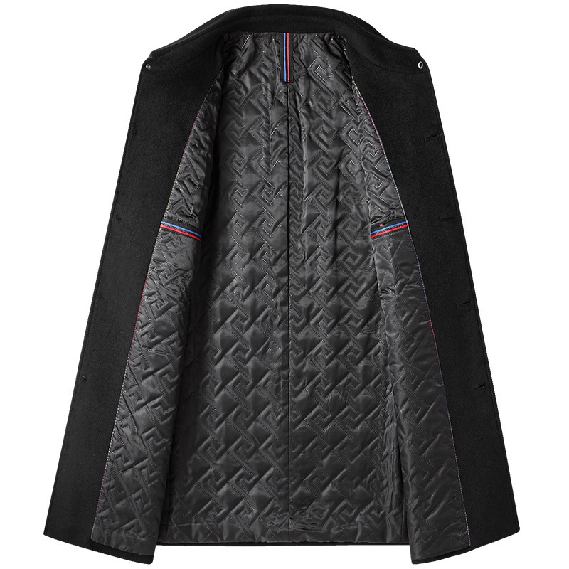 Abrigo de Lana para Hombre Otoño-Invierno 2025, Largo Medio, Lana Suave, Cuello Camisero, Gabardina de Lana, Ropa para Hombre de Mediana Edad, Chaqueta Gruesa para Hombre.