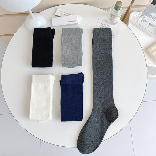 Socks women's calf socks spring and summer leg shaping socks mid-length campus style solid color jk Japanese style pile socks high tube knee socks