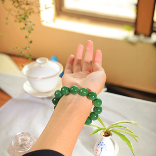 Boutique Hetian Jade Jasper Jade Pearl Round Jade Run Bracelet Jade Quality Warm and Exquisite Whole String Polished, Round and Comfortable to Wear