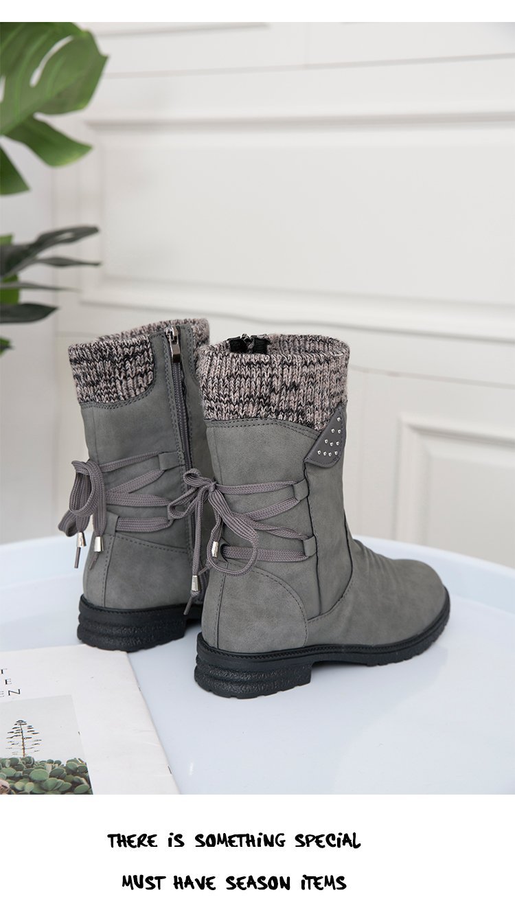 Large Size Short Boots Women Fashion Explosion Outer Boots Women Solid Color Low Heel Short Boots_voghion.com