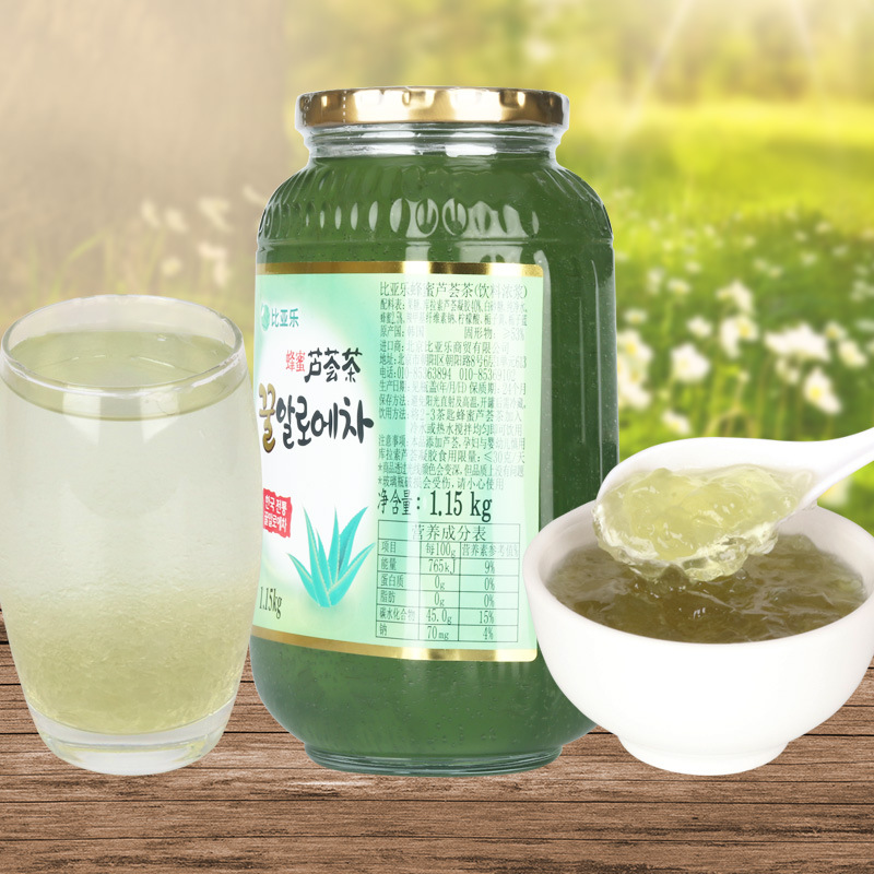 韩国进口比亚乐蜂蜜芦荟茶酱1150g水果茶果酱冲饮品商用冲泡果汁