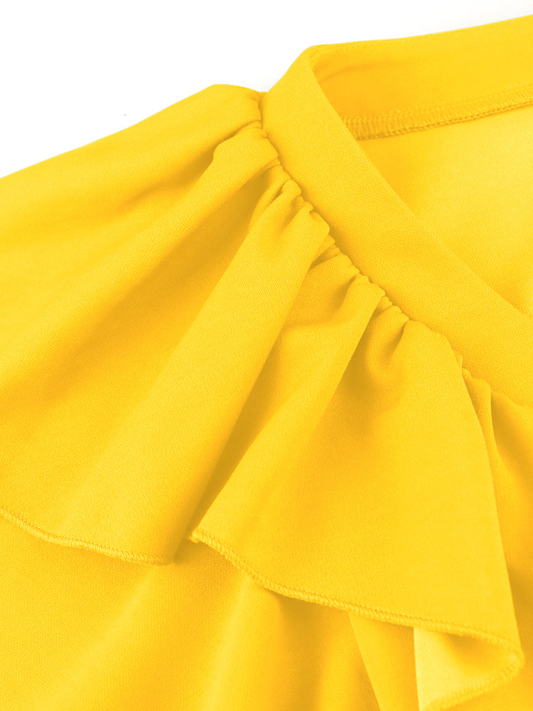 Ženska oblačila, nabrano krilo z odprtimi rameni, vsestransko, plus size_voghion.com