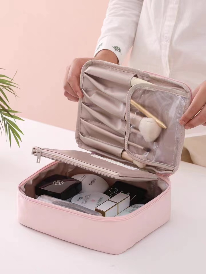 Bolsa de cosméticos de viaje bolsa de almacenamiento de cosméticos de alto aspecto caja portátil de gran capacidad bolsa de almacenamiento de cepillo cosmético impermeable