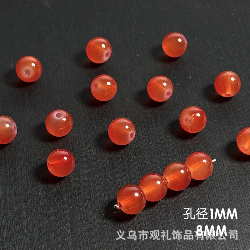 Primavera y verano imitación de cristal imitación de jade natural de 8mm de color sólido perlas de vidrio perlas diy accesorios de pulsera perlas sueltas