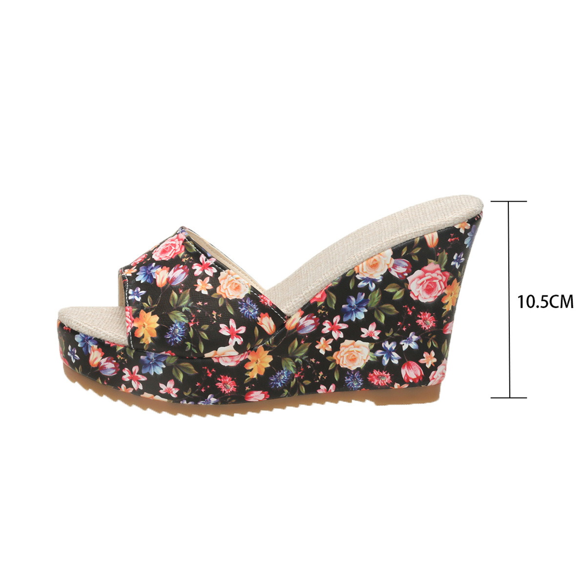Women's Floral Sandals Summer Peep Toe Wedge Thick Sole European American Style Plus Size Shoes For Outdoor Wear_vogvips.com