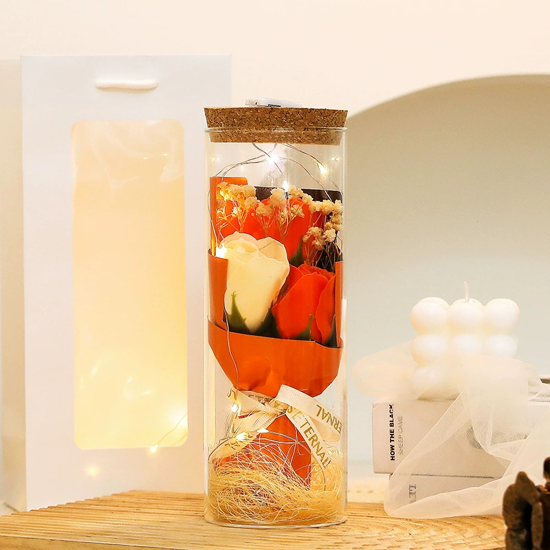 Подарочная стеклянная открытка ко Дню матери с букетом пожеланий Rose Eternal Bouquet Ornament Creative Dried Flowers 520 оптовая продажа