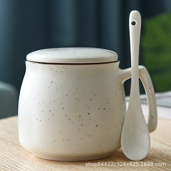 Breakfast Cup Bai Man Xing Covering Porcelain Short Spoon Spoon