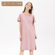 Bamboo cotton Women's nightdress new solid color simple round neck long nightdress summer bamboo cotton Women's nightdress