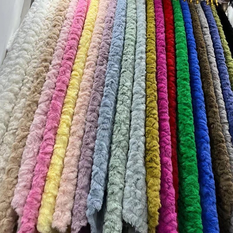 美羊羊摩卡熊兔毛刷花兔毛扎染大兔毛精品小兔毛玩具鞋材服装面料